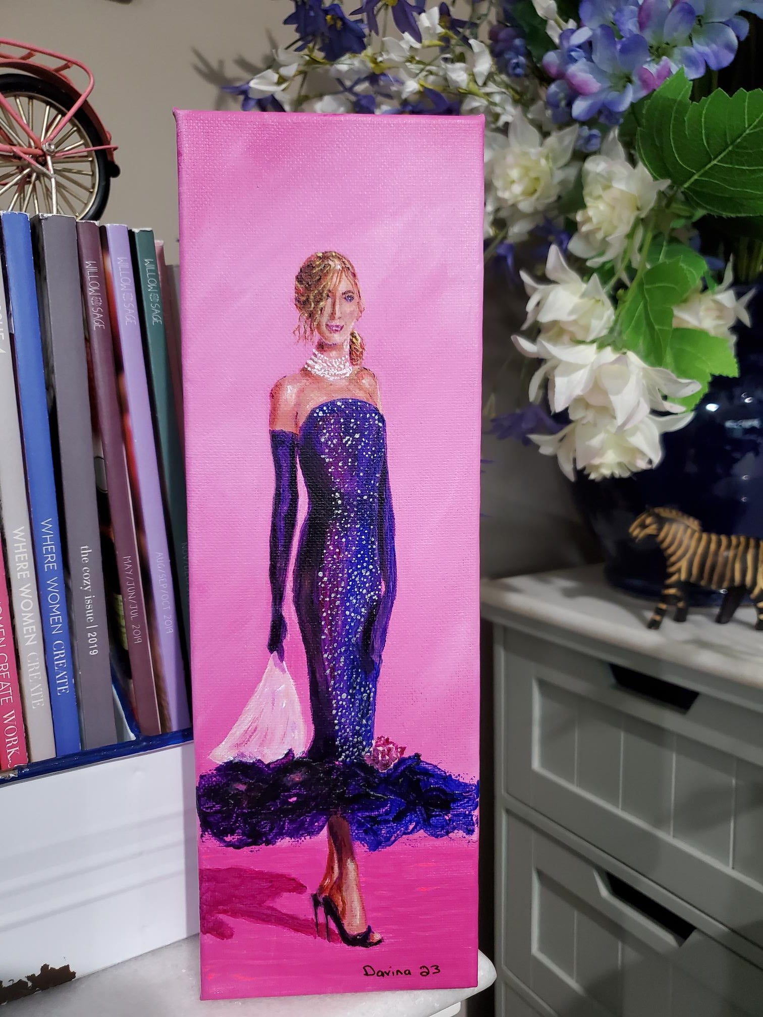 Sophisticated Woman in Black Formal Dress' – Davina's Studio Art